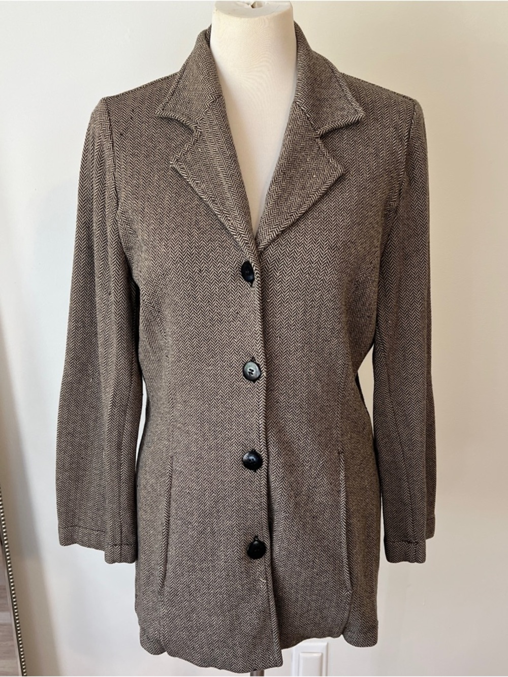 Vintage Burberrys London Herringbone Sweater Blazer Size 42 us 10 - 12 brown